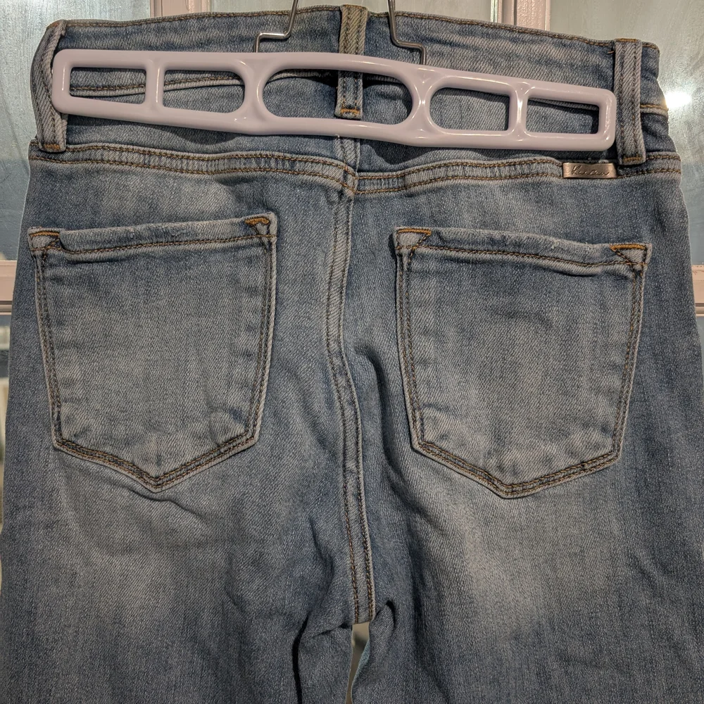 KanCan High Rise Skinny Jeans Medium Wash‎ Button Fly Raw Hem Size 3 25